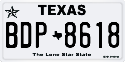 TX license plate BDP8618