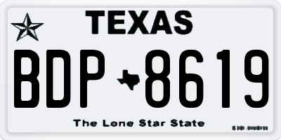 TX license plate BDP8619