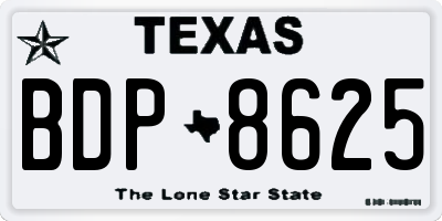 TX license plate BDP8625