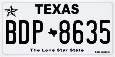 TX license plate BDP8635