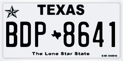 TX license plate BDP8641