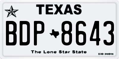 TX license plate BDP8643