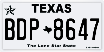 TX license plate BDP8647