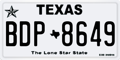 TX license plate BDP8649
