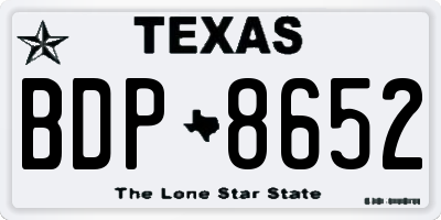 TX license plate BDP8652