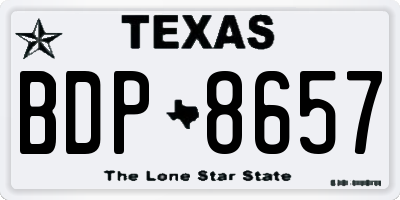 TX license plate BDP8657