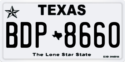 TX license plate BDP8660