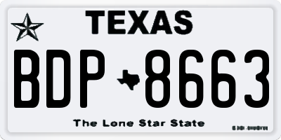 TX license plate BDP8663