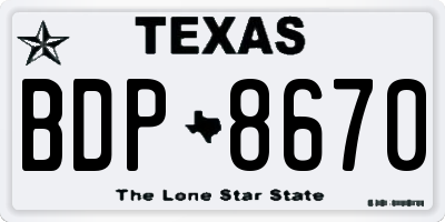 TX license plate BDP8670