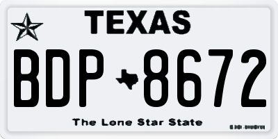 TX license plate BDP8672