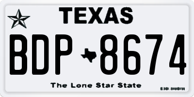 TX license plate BDP8674