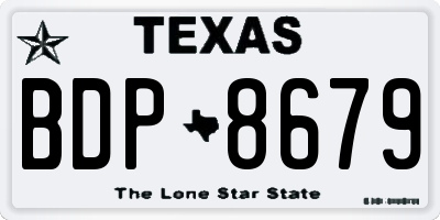 TX license plate BDP8679