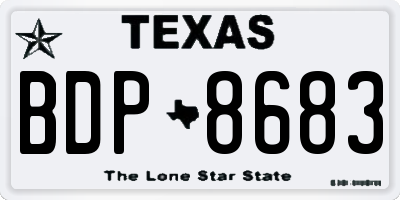 TX license plate BDP8683