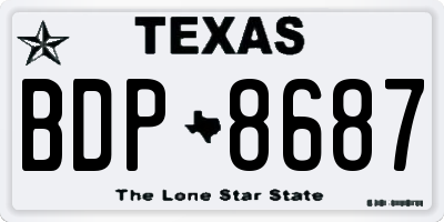 TX license plate BDP8687