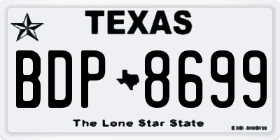 TX license plate BDP8699