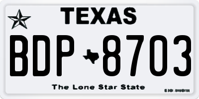 TX license plate BDP8703