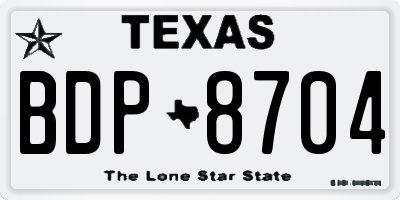 TX license plate BDP8704