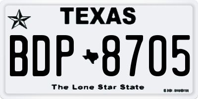 TX license plate BDP8705