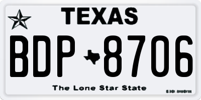TX license plate BDP8706