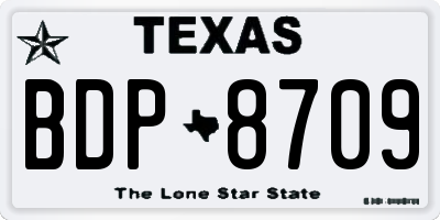 TX license plate BDP8709