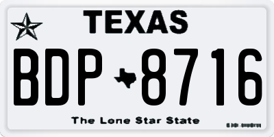 TX license plate BDP8716