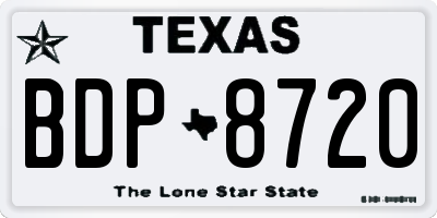 TX license plate BDP8720