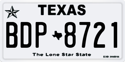 TX license plate BDP8721