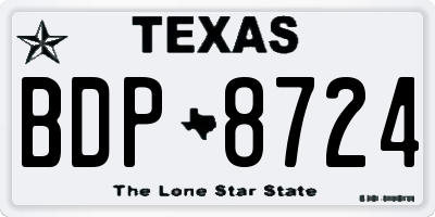 TX license plate BDP8724