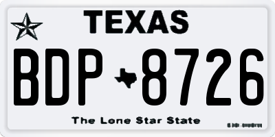 TX license plate BDP8726