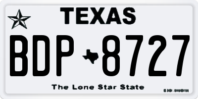 TX license plate BDP8727