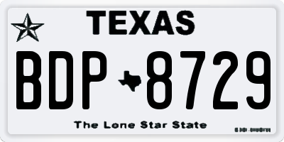 TX license plate BDP8729
