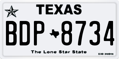 TX license plate BDP8734