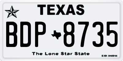 TX license plate BDP8735