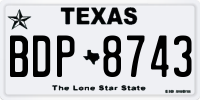 TX license plate BDP8743