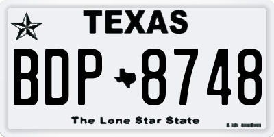 TX license plate BDP8748