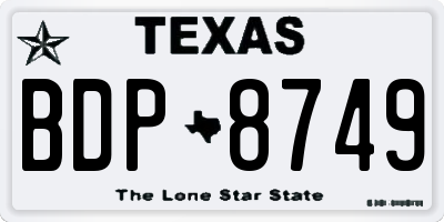 TX license plate BDP8749