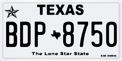 TX license plate BDP8750