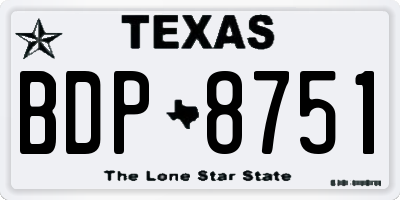 TX license plate BDP8751