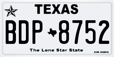 TX license plate BDP8752