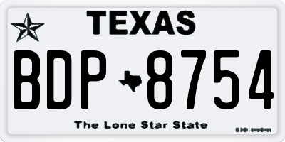 TX license plate BDP8754