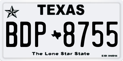 TX license plate BDP8755