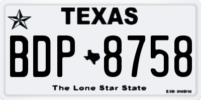 TX license plate BDP8758