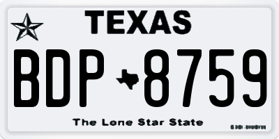 TX license plate BDP8759