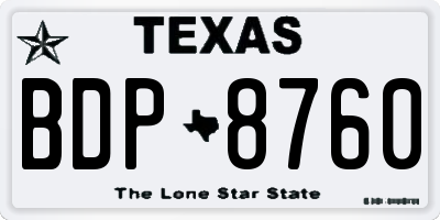 TX license plate BDP8760