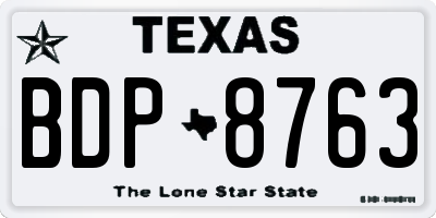 TX license plate BDP8763