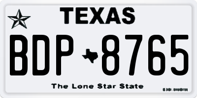 TX license plate BDP8765