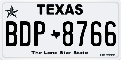 TX license plate BDP8766