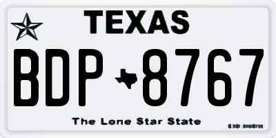 TX license plate BDP8767