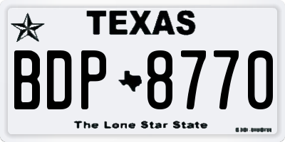 TX license plate BDP8770