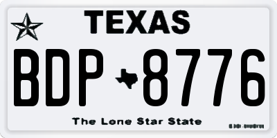 TX license plate BDP8776
